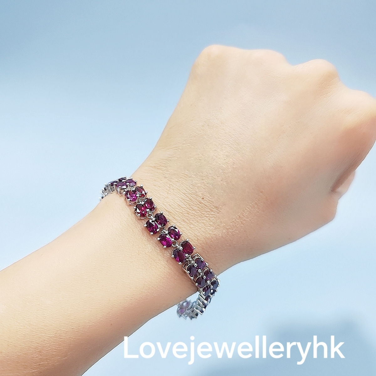 雙行天然石榴石手鍊    GB012