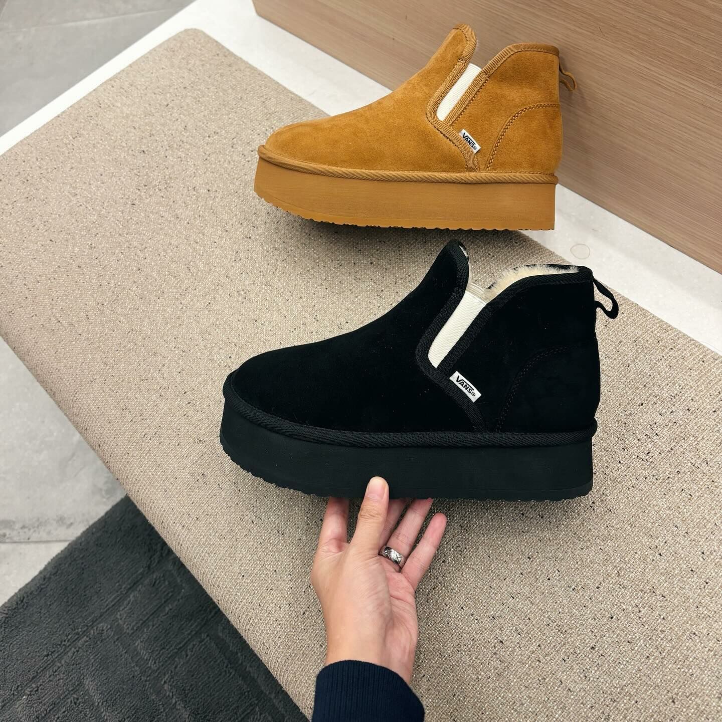 Vans Slip On Mid B 駝色 黑色 麂皮 靴子 雪靴 6630140002 6630140001