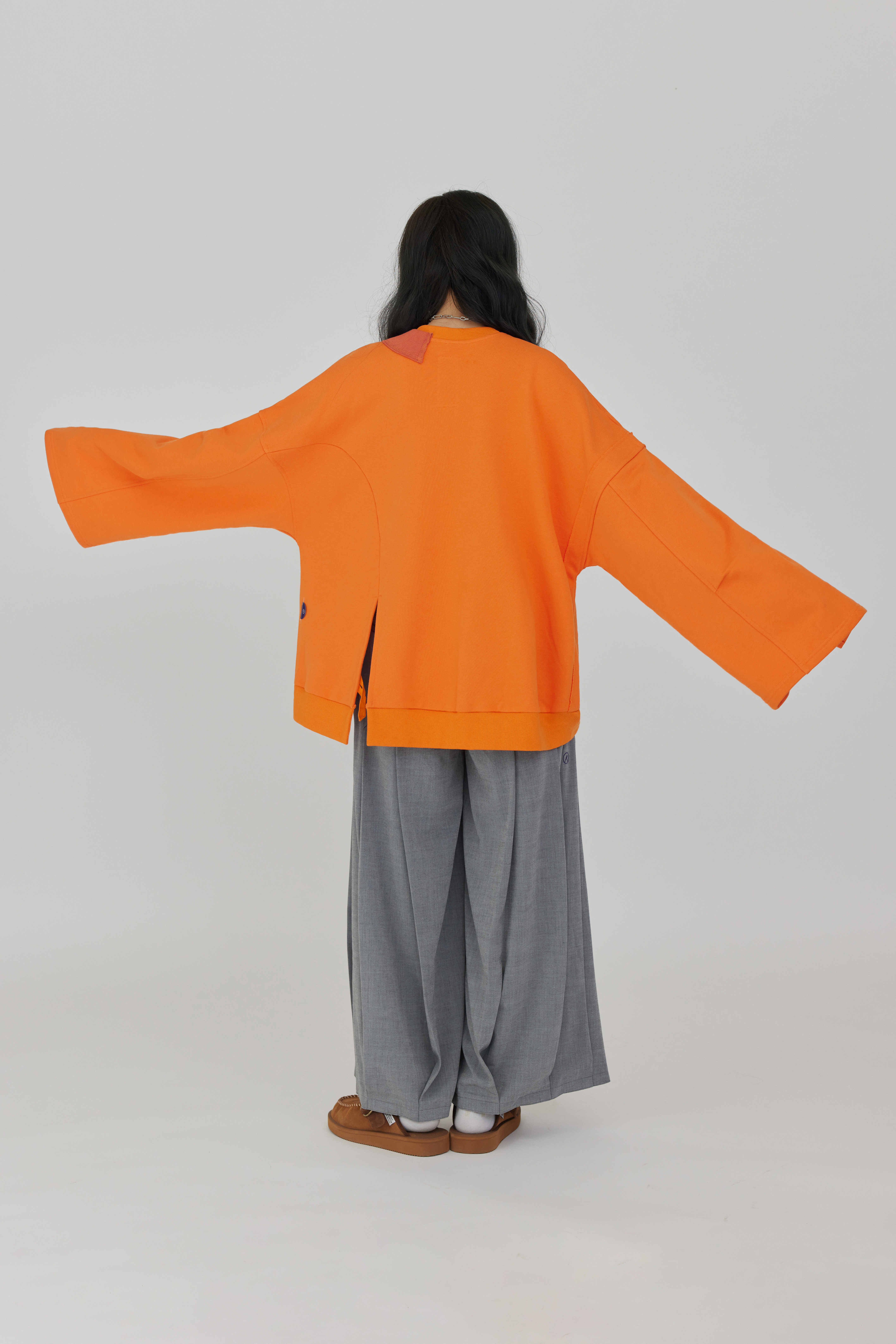 Color Patch Crewneck Sweatshirt | Pumpkin