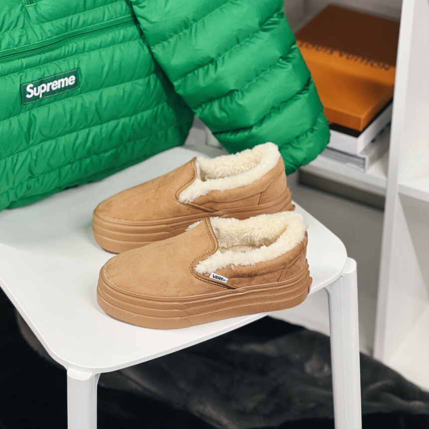 Vans Slip-on B.3Sole 日本限定 毛茸茸 駝色 黑色 厚底 懶人鞋 6344550001 6344550002