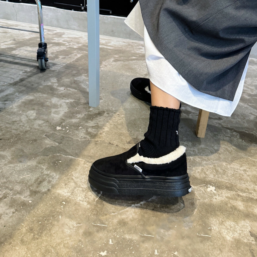 Vans Slip-on B.3Sole 日本限定 毛茸茸 駝色 黑色 厚底 懶人鞋 6344550001 6344550002