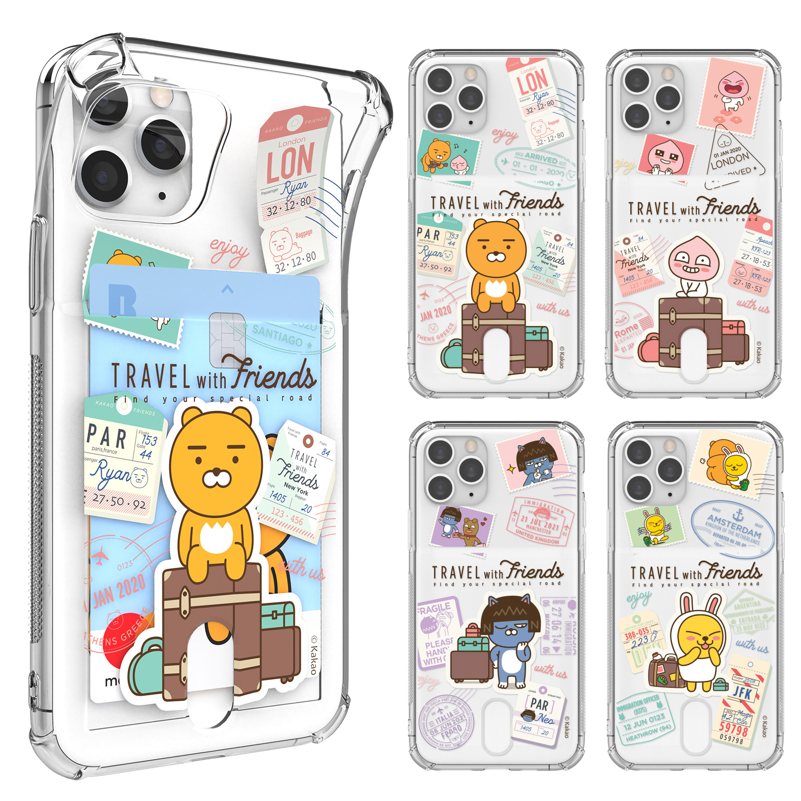 Kakao Friends - Clear Card Soft Case - 透明防撞卡槽手機保護軟殼 S2