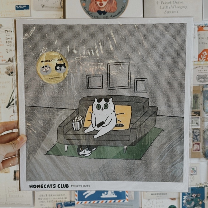 COUCH POTATO 貓咪黑膠海報｜superB studio