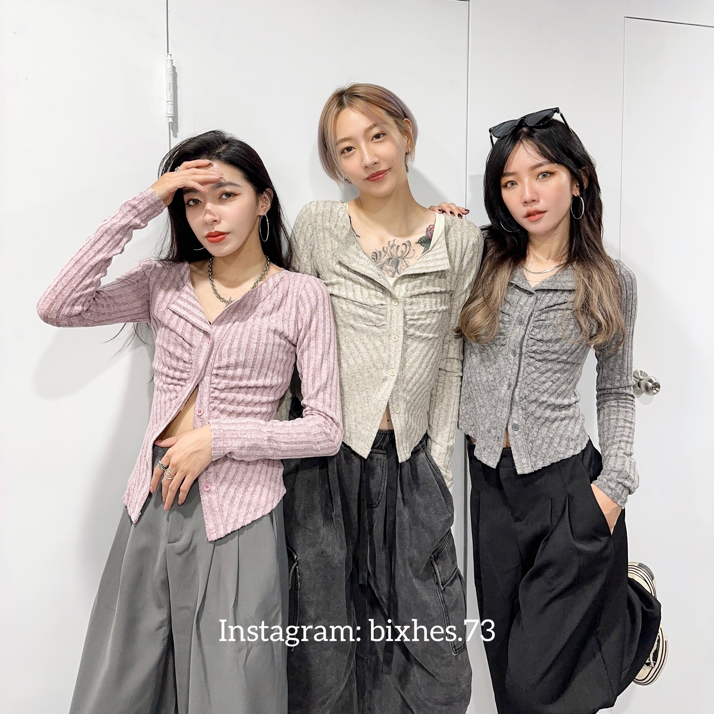 抓皺絨絨修身長T (B00042)