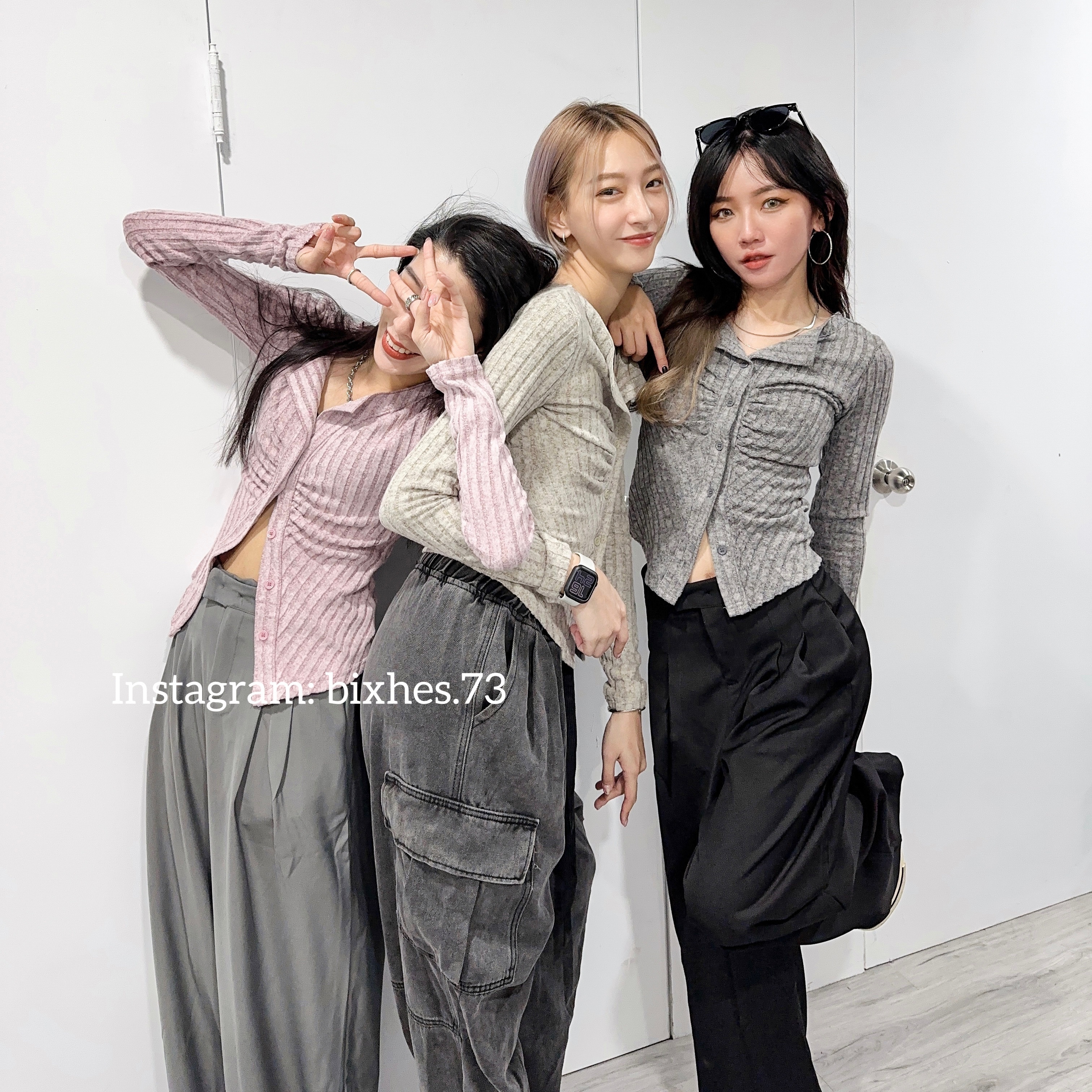 抓皺絨絨修身長T (B00042)