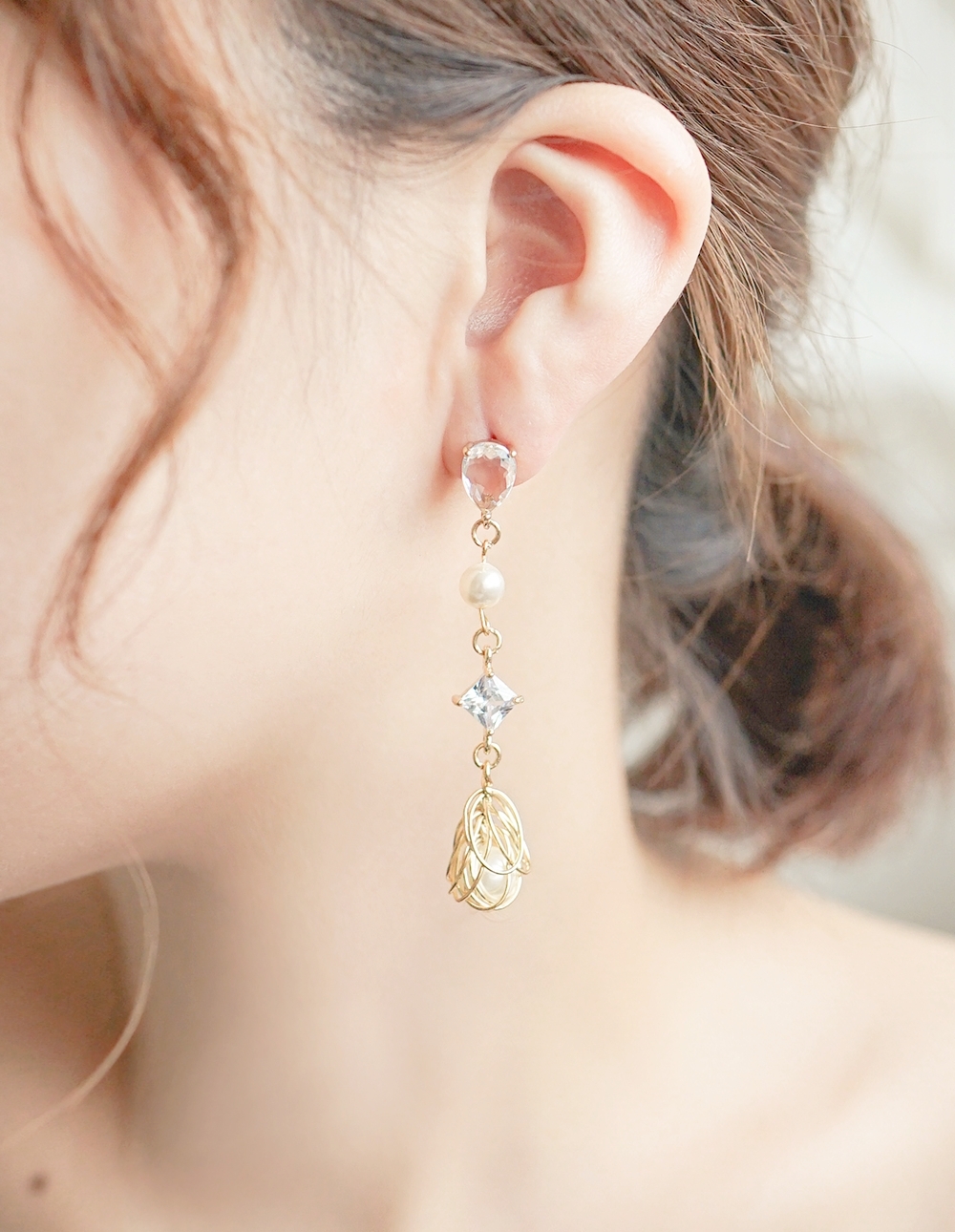 by mii✧鳥巢珍珠耳飾