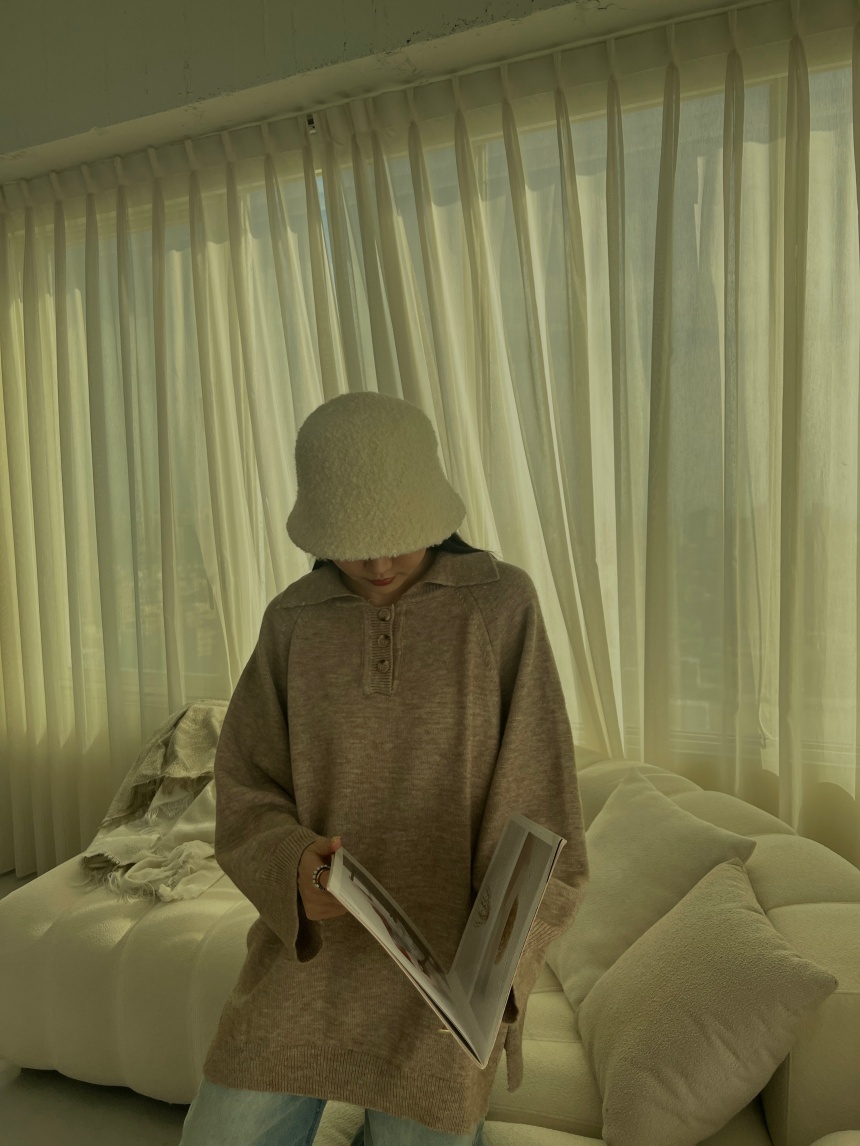 正韓-Polo領針織男友慵懶T*4色