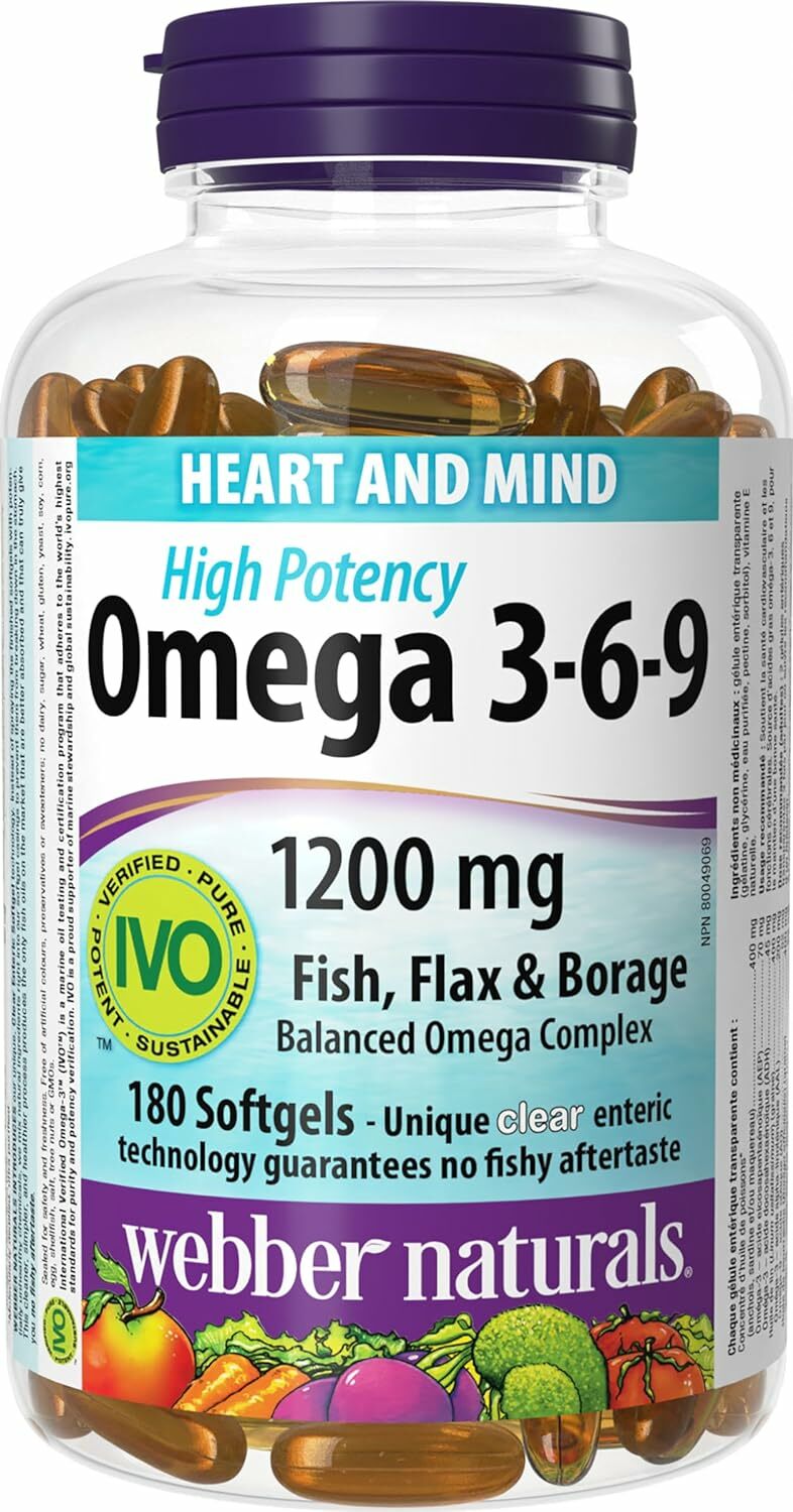 加拿大第一健康品牌Webber Naturals Omega 3-6-9 1200mg魚油膠囊（180粒）