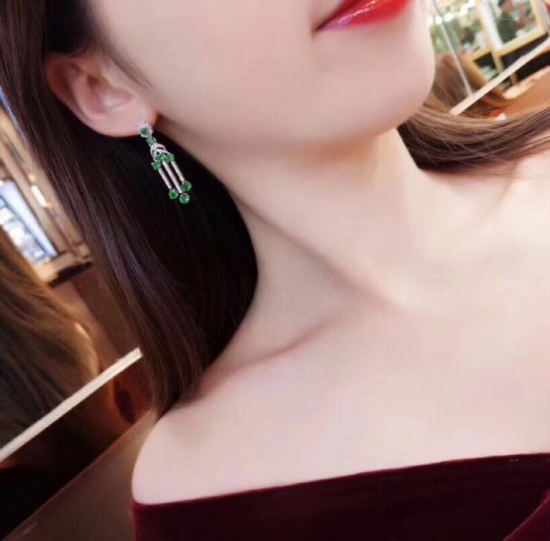 純天然哥倫比亞祖母綠 耳釘