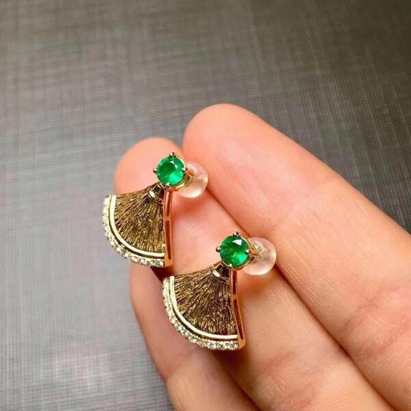 純天然哥倫比亞祖母綠 耳釘