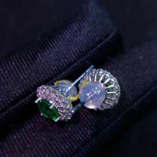 純天然哥倫比亞祖母綠 耳釘