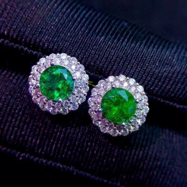 純天然哥倫比亞祖母綠 耳釘