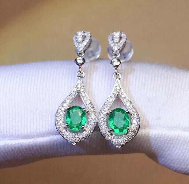 純天然哥倫比亞祖母綠 耳釘