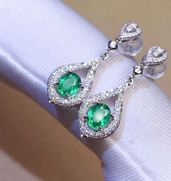 純天然哥倫比亞祖母綠 耳釘