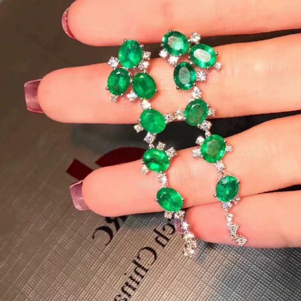 純天然哥倫比亞祖母綠 耳釘