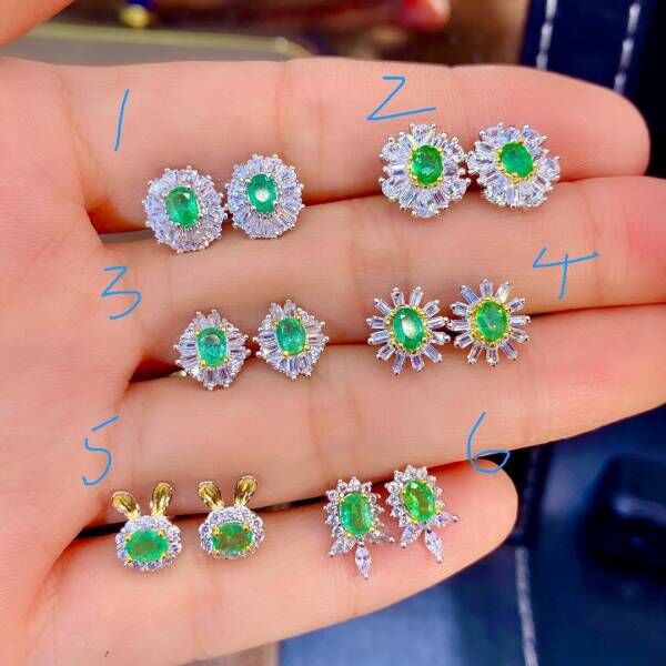 純天然哥倫比亞祖母綠 耳釘