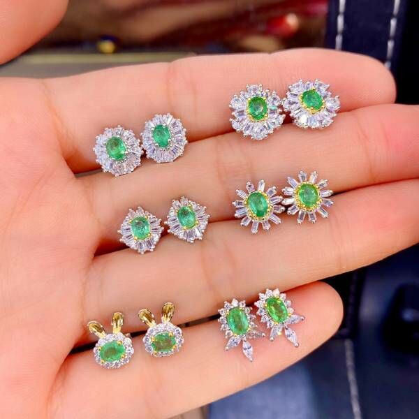 純天然哥倫比亞祖母綠 耳釘