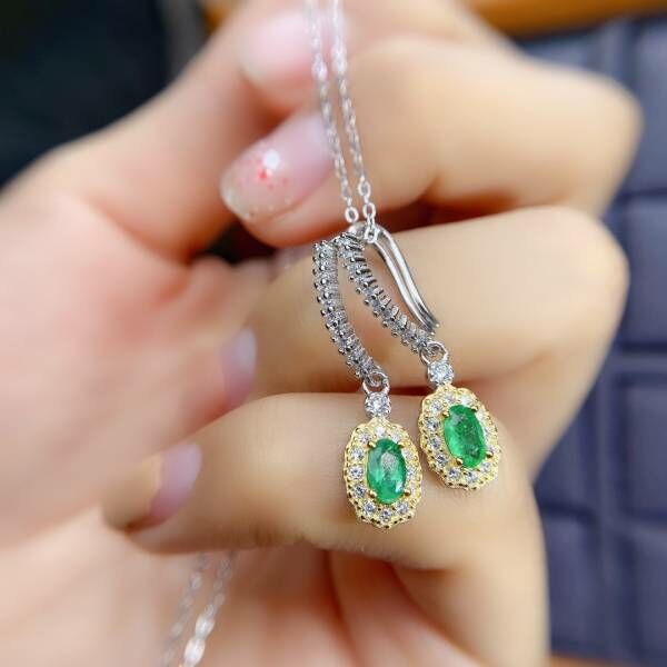 純天然哥倫比亞祖母綠 耳釘