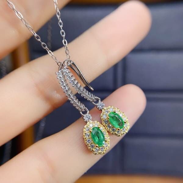 純天然哥倫比亞祖母綠 耳釘