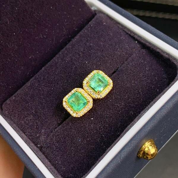 純天然哥倫比亞祖母綠 耳釘