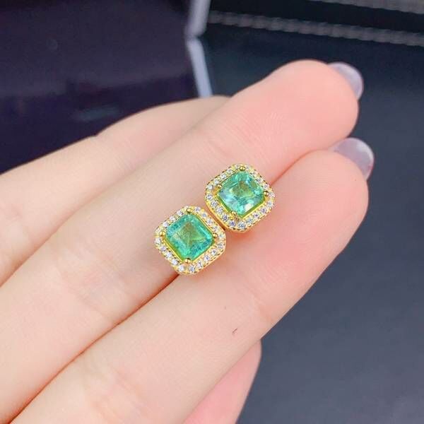 純天然哥倫比亞祖母綠 耳釘