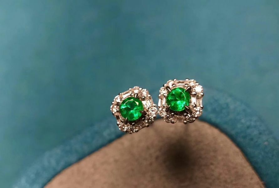 純天然哥倫比亞祖母綠 耳釘