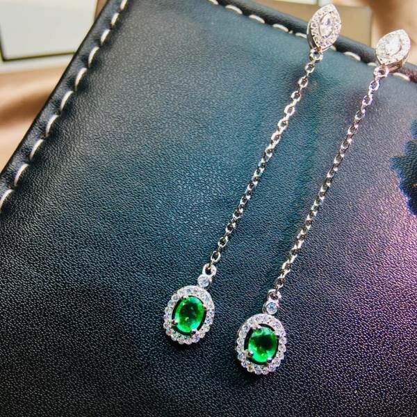 純天然哥倫比亞祖母綠 耳釘