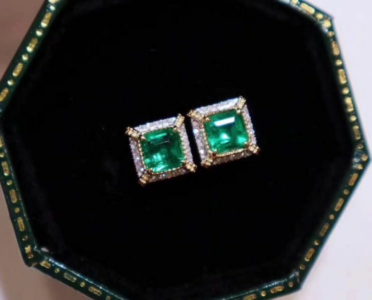 純天然哥倫比亞祖母綠 耳釘