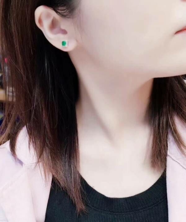純天然哥倫比亞祖母綠 耳釘