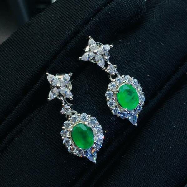 純天然哥倫比亞祖母綠 耳釘