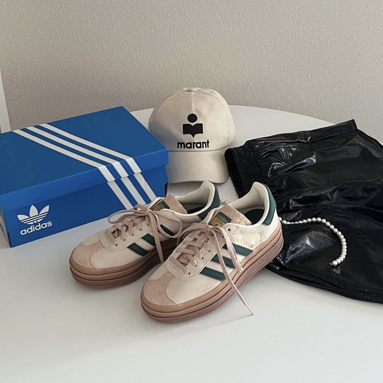 Adidas Originals Gazelle Bold 焦糖底厚底麂皮抹茶布朗尼