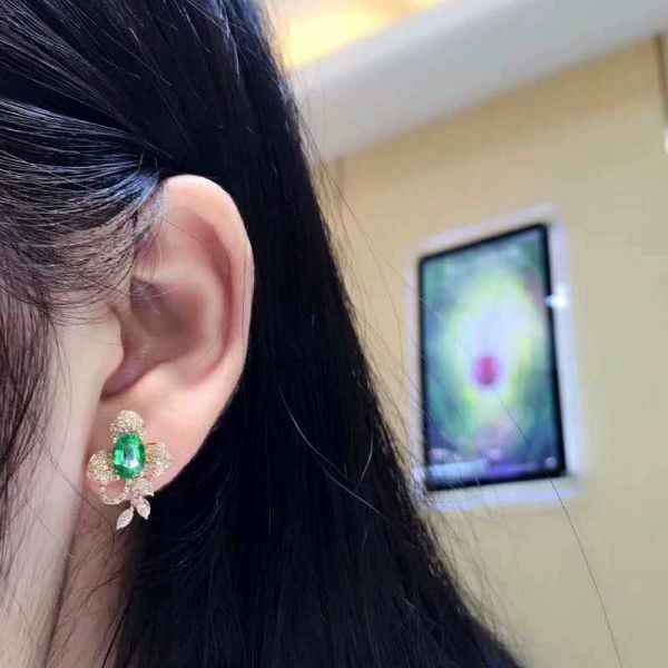 純天然哥倫比亞祖母綠 耳釘