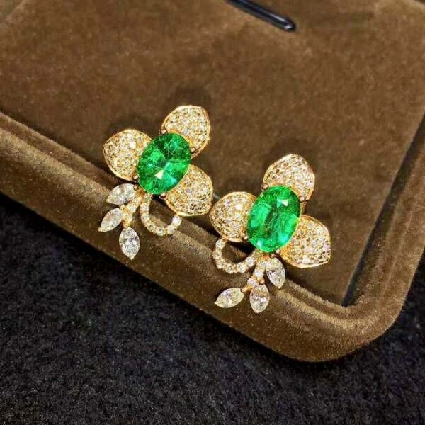 純天然哥倫比亞祖母綠 耳釘