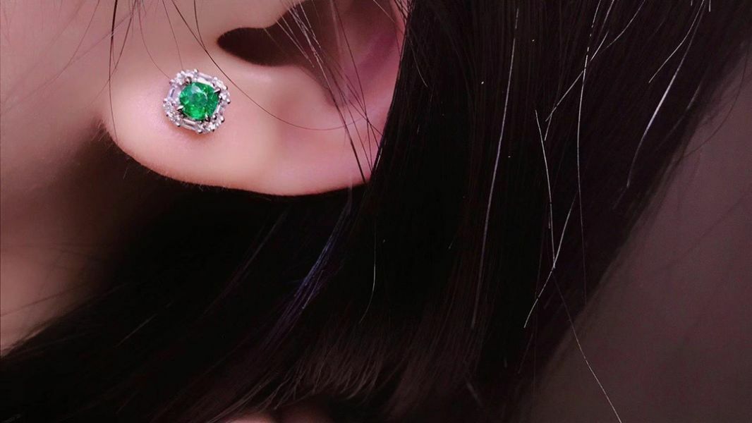 純天然哥倫比亞祖母綠 耳釘