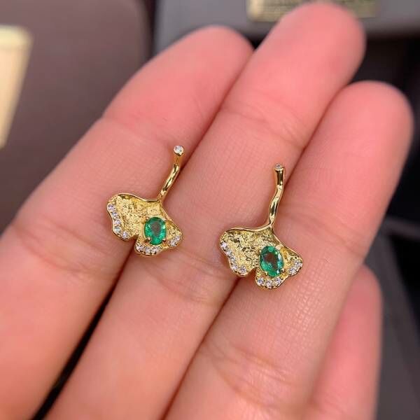 純天然哥倫比亞祖母綠 耳釘