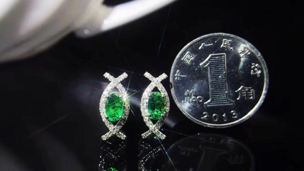 純天然哥倫比亞祖母綠 耳釘