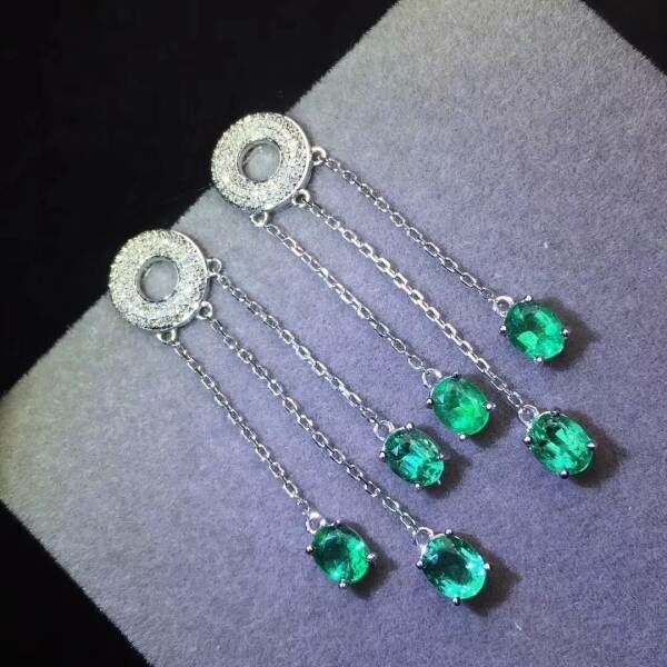 純天然哥倫比亞祖母綠 耳釘