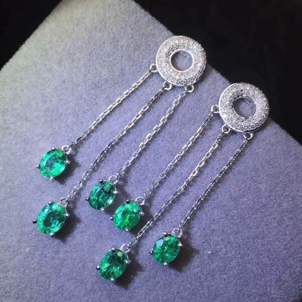 純天然哥倫比亞祖母綠 耳釘