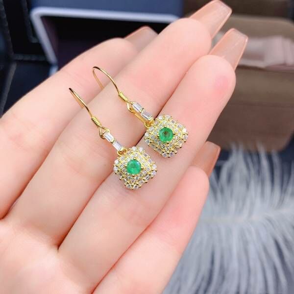 純天然哥倫比亞祖母綠 耳釘