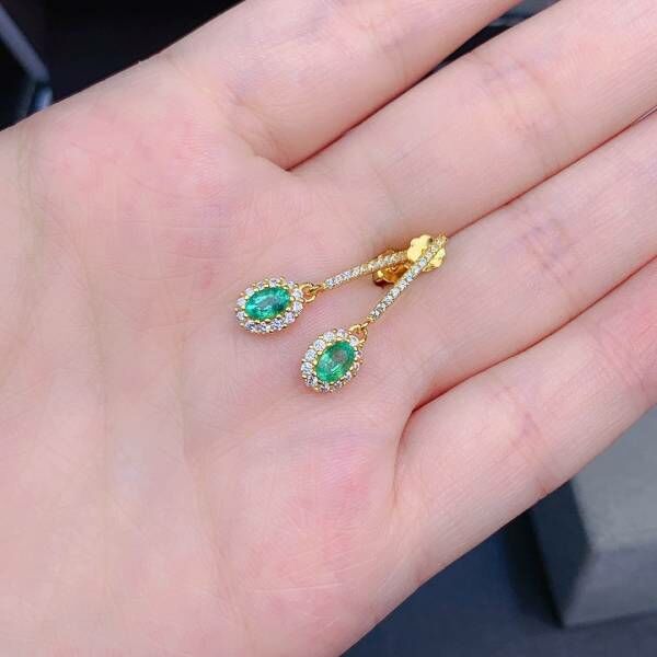 純天然哥倫比亞祖母綠 耳釘