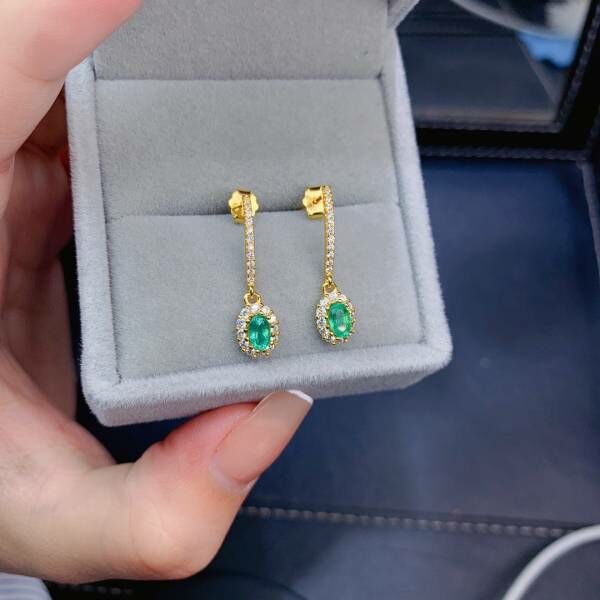 純天然哥倫比亞祖母綠 耳釘