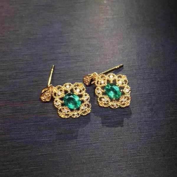 純天然哥倫比亞祖母綠 耳釘