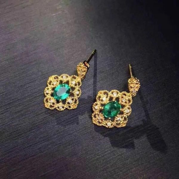 純天然哥倫比亞祖母綠 耳釘