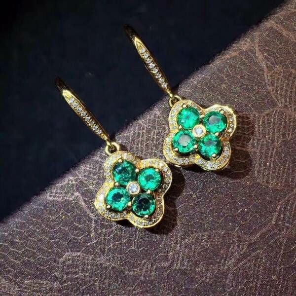 純天然哥倫比亞祖母綠 耳釘