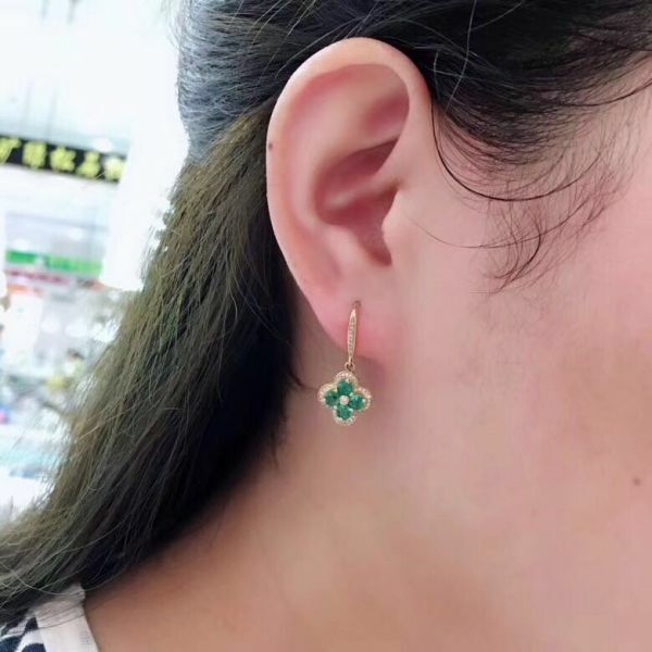 純天然哥倫比亞祖母綠 耳釘