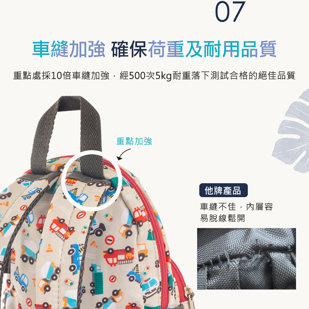 強韌車縫讓背帶與包體更穩固的連接不易扯斷