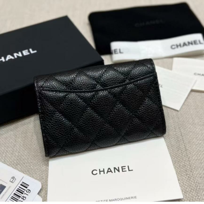 全新CHANEL Card Holder AP0214  黑色荔枝皮淡金扣@晶片款, 香奈兒卡片套,#BRAND NEW #香榭站正品