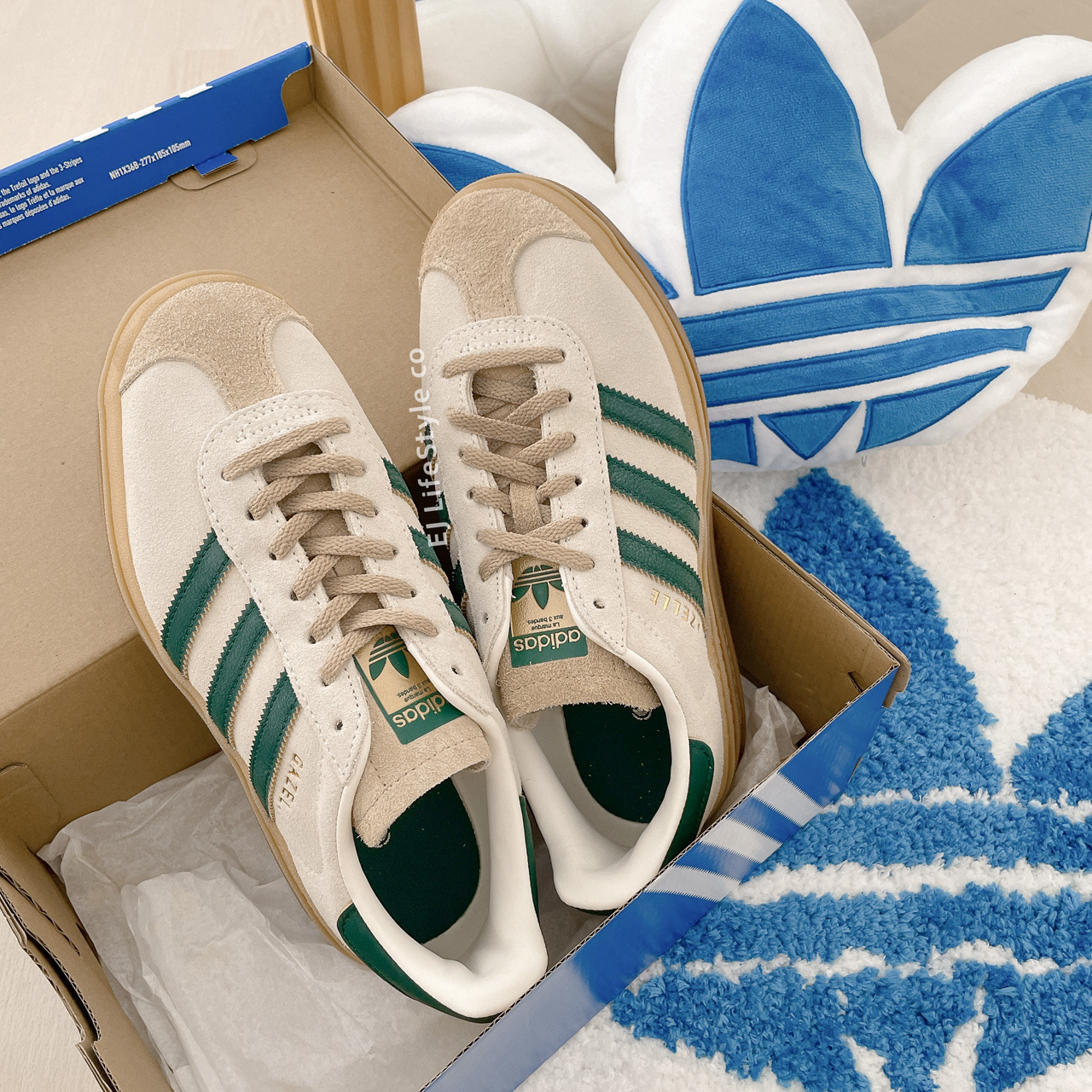 ADIDAS ORIGINALS GAZELLE BOLD 榛果復古綠 大地色 奶茶色 堆疊 厚底 女鞋 ID7056 / 現+預