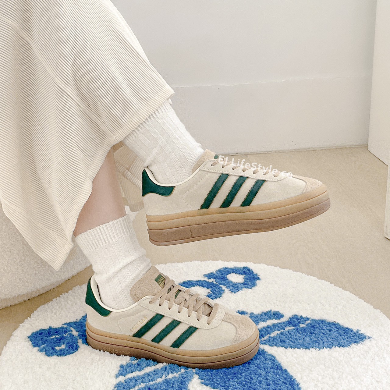 ADIDAS ORIGINALS GAZELLE BOLD 榛果復古綠 大地色 奶茶色 堆疊 厚底 女鞋 ID7056 / 現+預