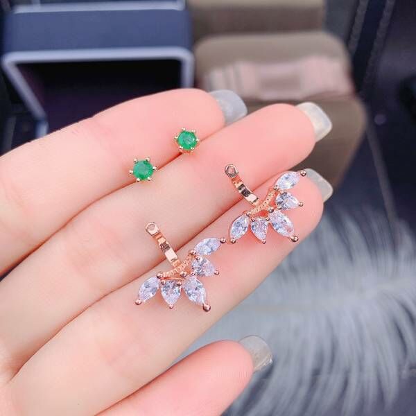 純天然哥倫比亞祖母綠 耳釘